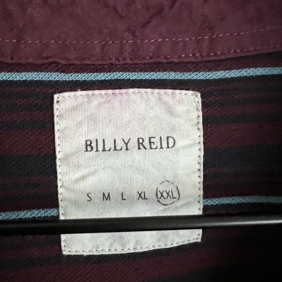 Billy Reid Men’s Striped Polo Shirt Size XXL Maroon - Picture 3 of 5